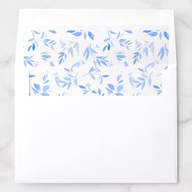 Regency Watercolor Blue Leaves Envelope Liner (In Envelope)