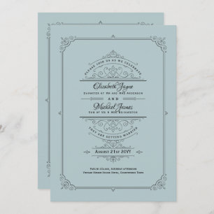Regency Wedding Invitations Vintage Duck egg blue