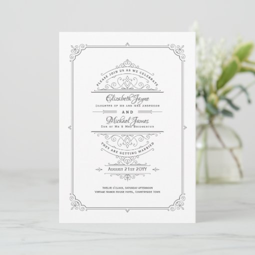 Regency Wedding Invitations Vintage Themed Classic | Zazzle