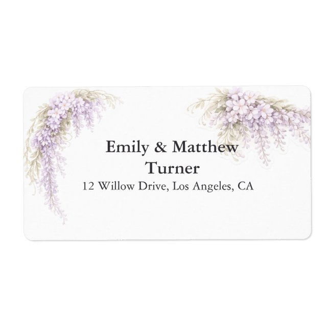 Regency Wisteria Wedding Label (Front)