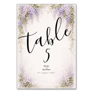 Regency Wisteria Wedding Table Number Card