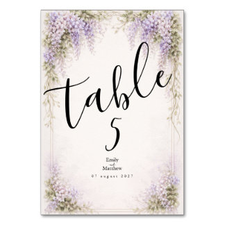 Regency Wisteria Wedding Table Number Card