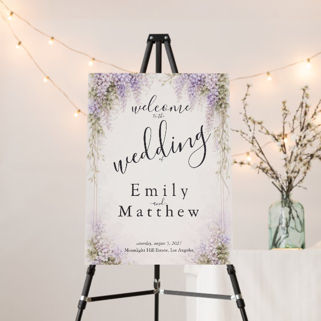 Regency Wisteria Wedding Welcome Foam Board (In Situ (Stand))