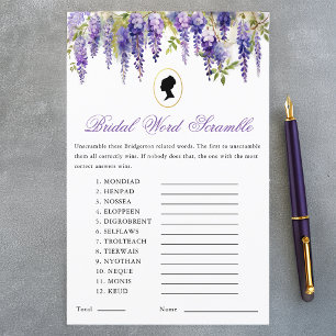 Regency Word Scramble Wisteria Bridal Shower Game