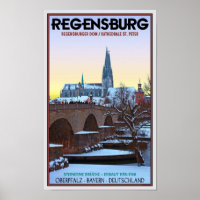 Regensburg - Dom und Steinerne Brücke Poster