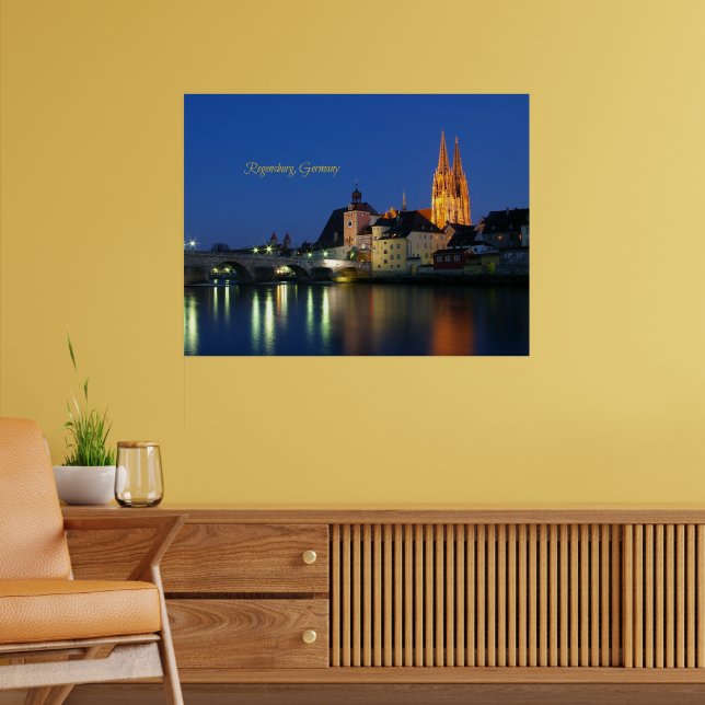 Regensburg, Germany landscape at night Poster (Living Room 2)