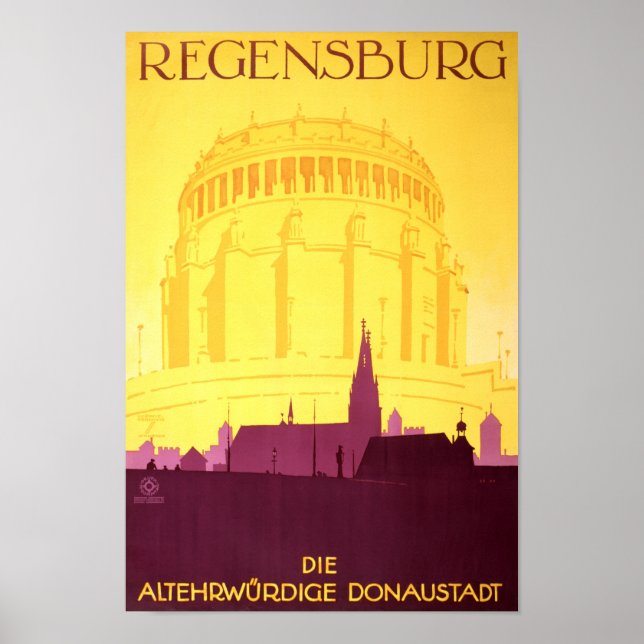 Regensburg Germany Vintage Travel Poster (Front)