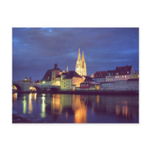 Regensburg postcard at night
