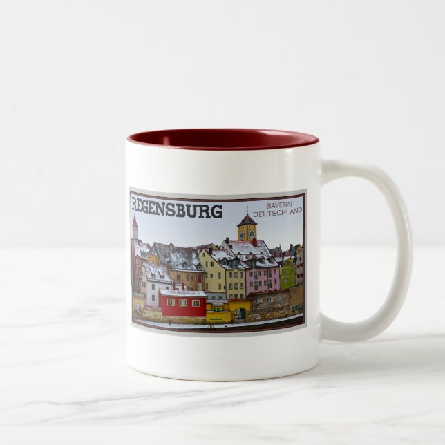 Regensburg - Winter Along the Donau Two-Tone Coffee Mug (Right)