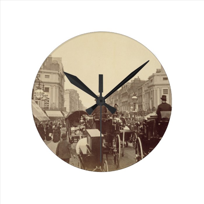 Regent Circus, London, c.1880 (sepia photo) Wall Clock