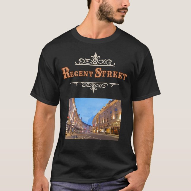 Regent Street Men's T-Shirt in Black  (Front)