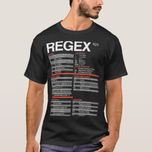 Regex Cheatsheet Regular Expressions 101 Computer T-Shirt