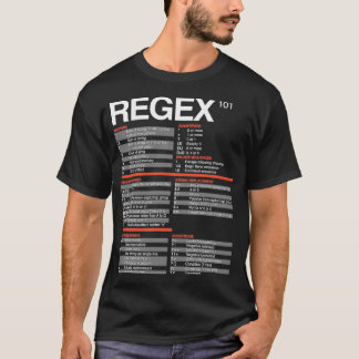 Regex Cheatsheet Regular Expressions 101 Computer T-Shirt