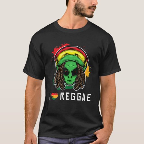 Reggae Alien Rastafari Dreadlocks Reggaeton Jamaic T_Shirt