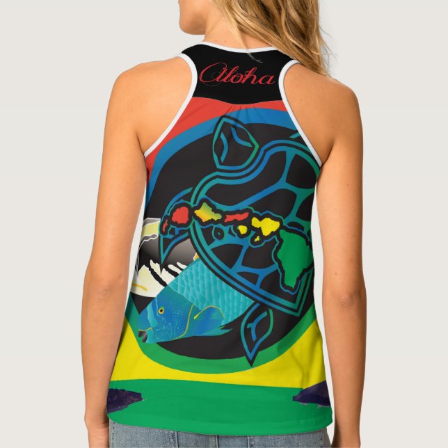 Reggae Aloha Hawaiian Islands Tank Top (Back)