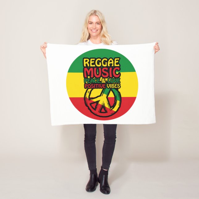 Reggae and Peace Symbol with positive quotes Fleece Blanket (In Situ)