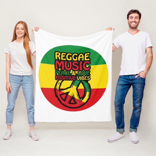 Reggae and Peace Symbol with positive quotes Fleece Blanket (In Situ)