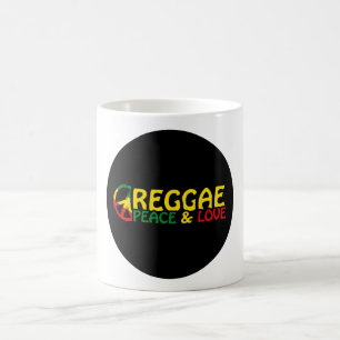 Reggae art with positive words Peace and Love Coffee Mug