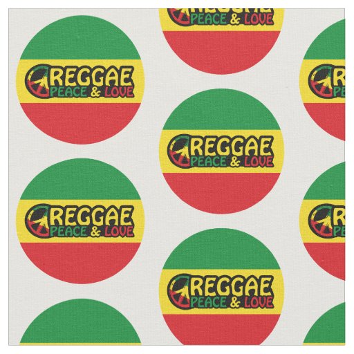 Reggae art with positive words Peace and Love Fabric