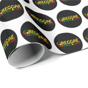 Reggae art with positive words Peace and Love Wrapping Paper