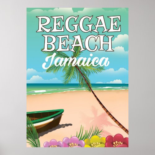 Reggae Beach Jamaica travel poster