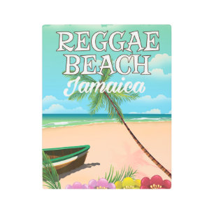 Reggae Beach Jamaica travel poster