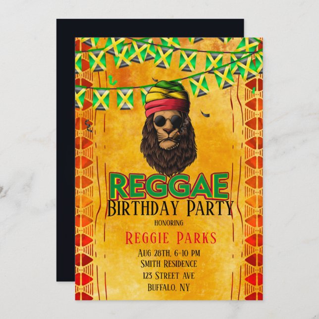 Reggae Birthday Party Invitation (Front/Back)