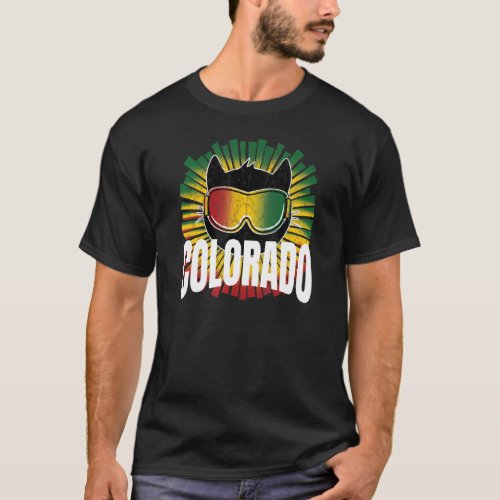Reggae Cat Rad Colorado Reggae Cat w Jamaica Ski G T_Shirt