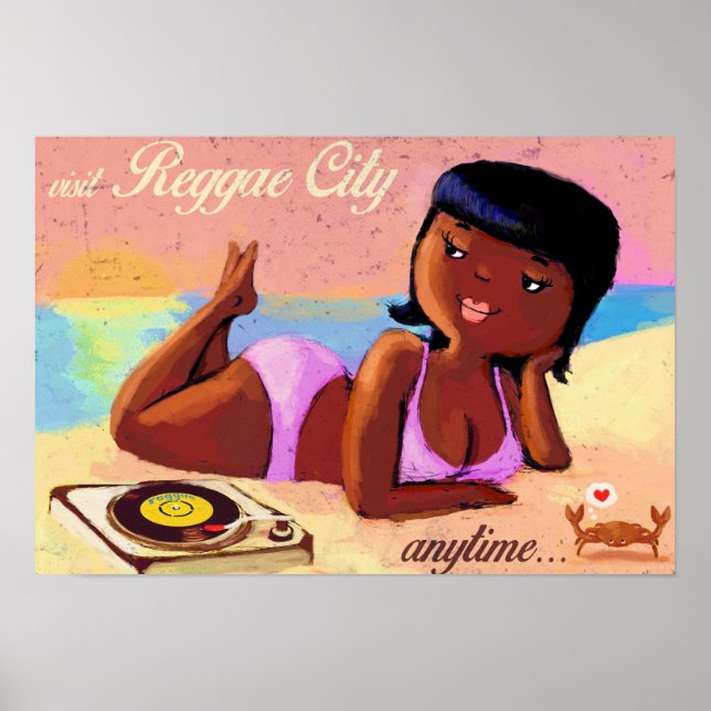 Reggae City Gal on The Beach Poster (Front)