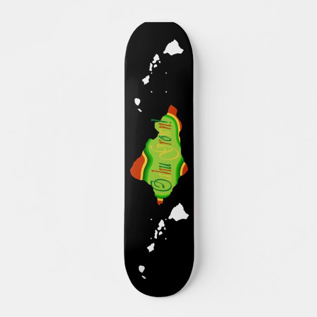 Reggae colored Oahu  skateboard Deck (Front)
