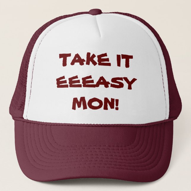 REGGAE DANCEHALL ISLAND HAT - TAKE IT EEEASY MON! (Front)