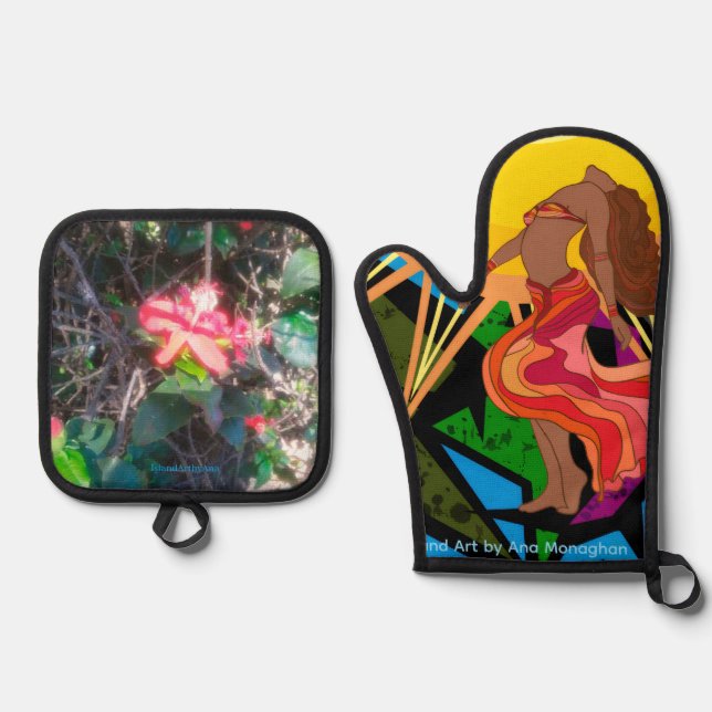 Reggae Dancer  Oven Mitt & Pot Holder Set (Front)