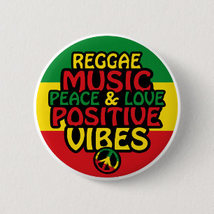 Reggae design with positive quotes and reggae flag button