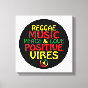 Reggae design with positive quotes and reggae flag canvas print