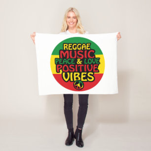 Reggae design with positive quotes and reggae flag fleece blanket
