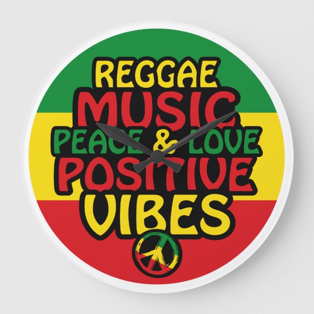 Reggae design with positive quotes and reggae flag large clock (Front)