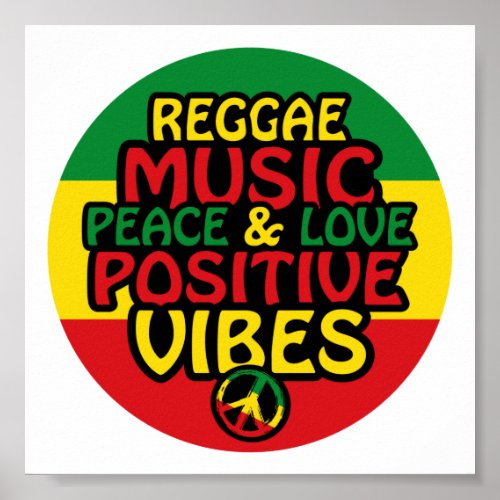 Reggae design with positive quotes and reggae flag poster