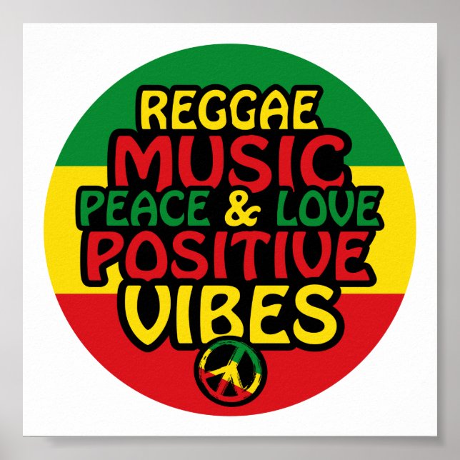 Reggae design with positive quotes and reggae flag poster (Front)