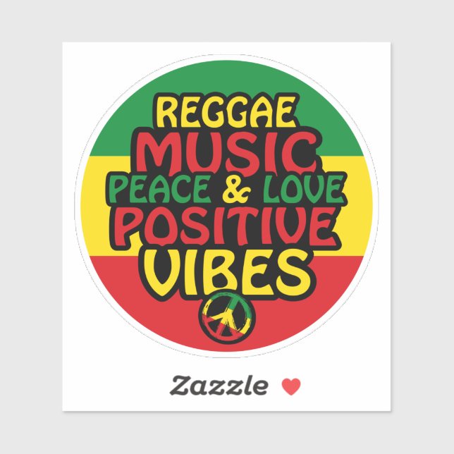 Reggae design with positive quotes and reggae flag sticker (Sheet)