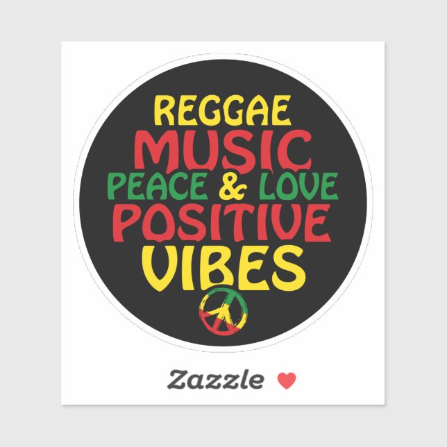 Reggae design with positive quotes and reggae flag sticker (Sheet)