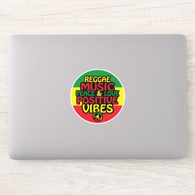 Reggae design with positive quotes and reggae flag sticker (Computer)