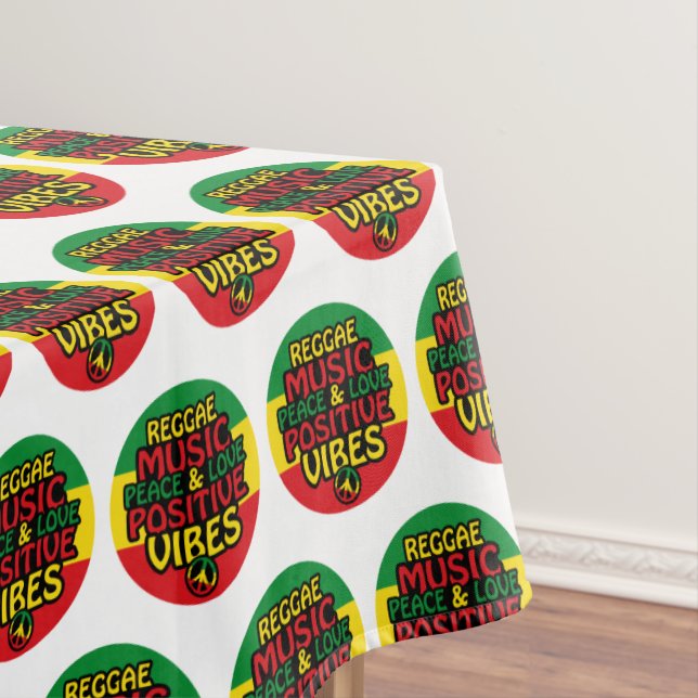 Reggae design with positive quotes and reggae flag tablecloth (In Situ)