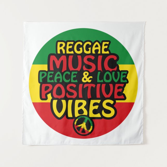 Reggae design with positive quotes and reggae flag tapestry (Front)