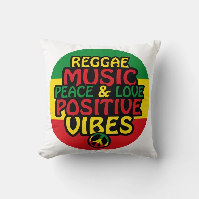 Reggae design with positive quotes and reggae flag throw pillow (Front)
