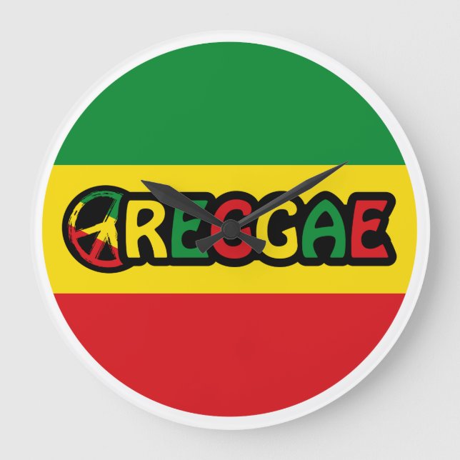 Reggae design with reggae flag colors large clock (Front)
