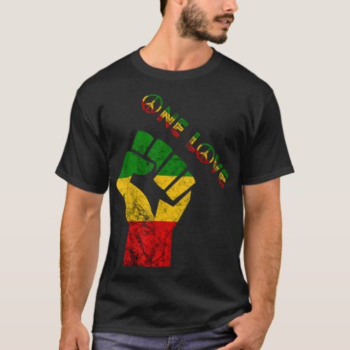 Reggae Fist Rasta Reggae Music One Love Jamaica Ra T_Shirt