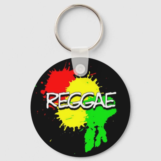 reggae flag spots on a black background keychain (Front)