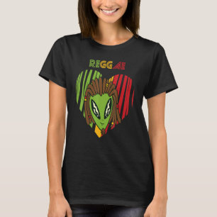 Reggae Heart Alien Rasta Jamaica Souvenir Rastafar T-Shirt