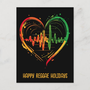 Reggae Heart Beat Customizable Holiday Postcard