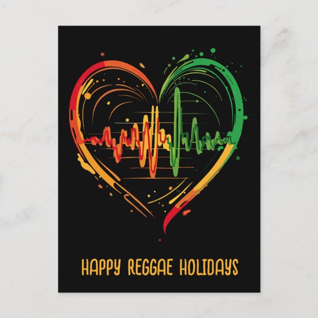 Reggae Heart Beat  Customizable Holiday Postcard (Front)
